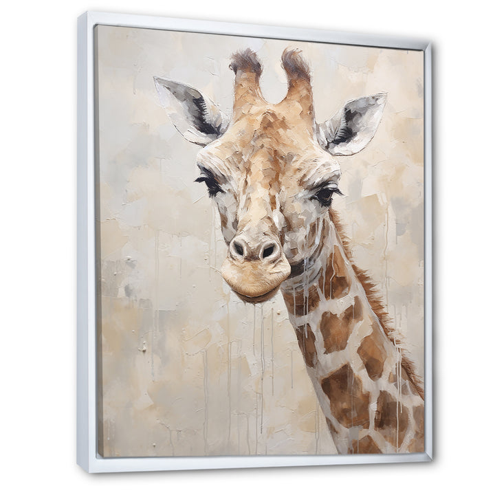 Minimalism Beige Giraffe Portrait - Giraffe Bedroom Wall Art