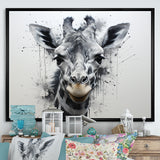 Minimalist Black And White Giraffe Stride - Giraffe Canvas Wall Art