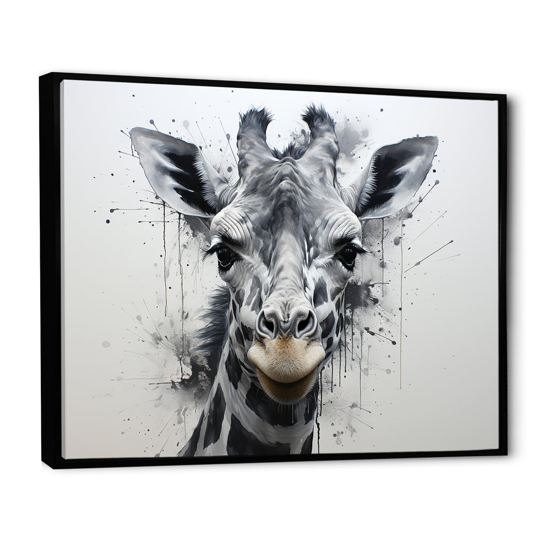 Minimalist Black And White Giraffe Stride - Giraffe Canvas Wall Art