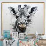 Minimalist Black And White Giraffe Stride - Giraffe Canvas Wall Art