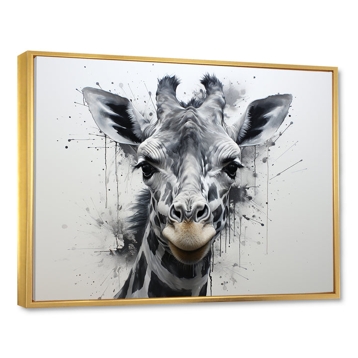 Minimalist Black And White Giraffe Stride - Giraffe Canvas Wall Art