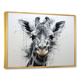 Minimalist Black And White Giraffe Stride - Giraffe Canvas Wall Art