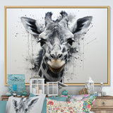 Minimalist Black And White Giraffe Stride - Giraffe Canvas Wall Art