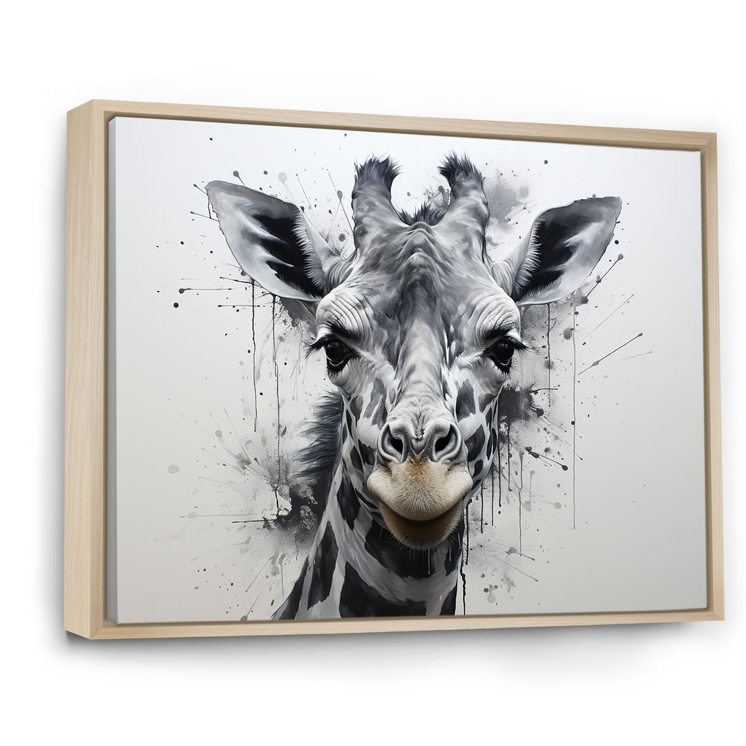 Minimalist Black And White Giraffe Stride - Giraffe Canvas Wall Art