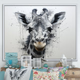 Minimalist Black And White Giraffe Stride - Giraffe Canvas Wall Art