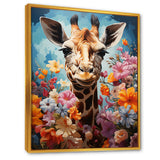 Cute Floral Giraffe Happiness - Giraffe Large Canvas Wall Art