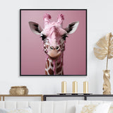 Pink Giraffe Romantic Stance - Giraffe Bedroom Wall Art