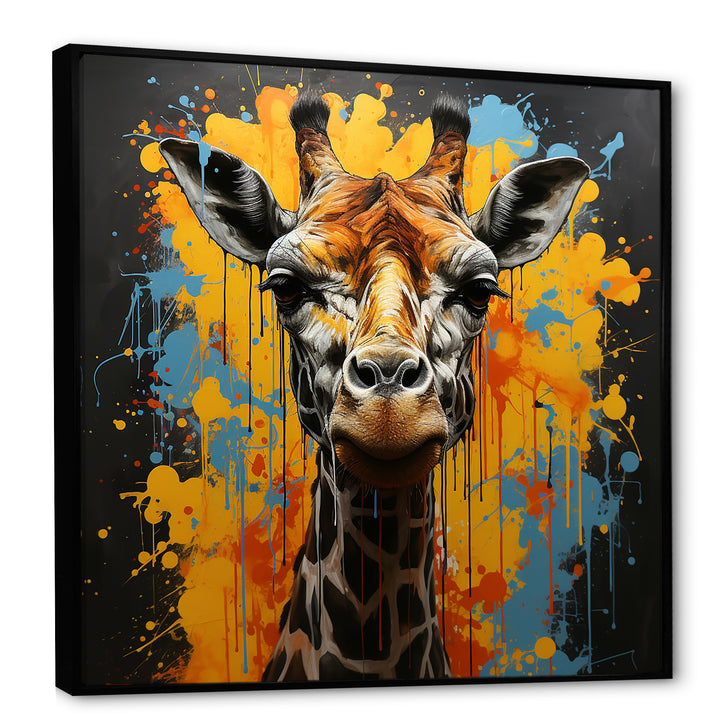 Yellow Giraffe Street Art - Giraffe Wall Decor