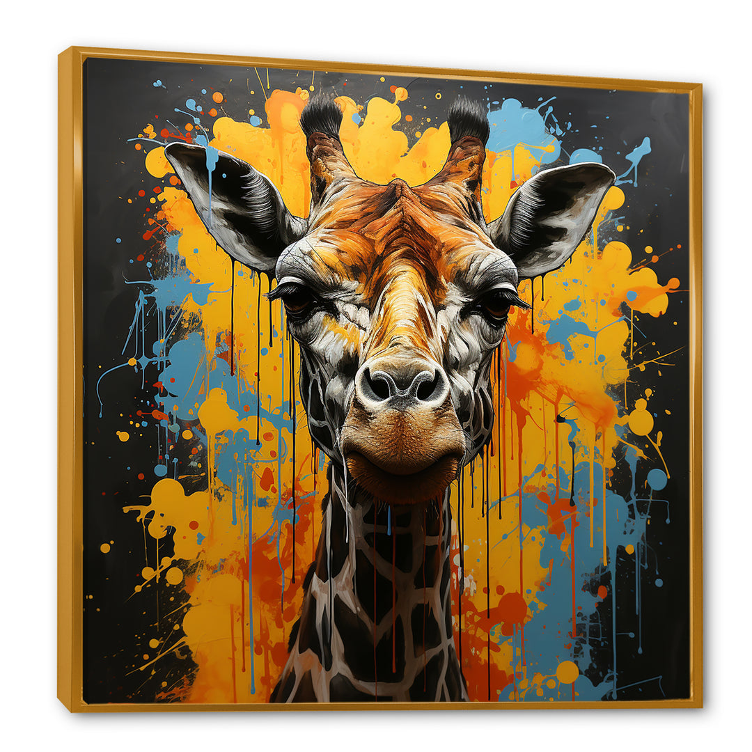 Yellow Giraffe Street Art - Giraffe Wall Decor