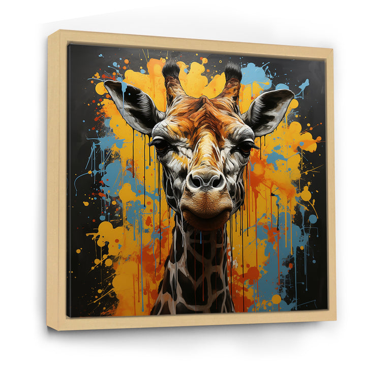 Yellow Giraffe Street Art - Giraffe Wall Decor