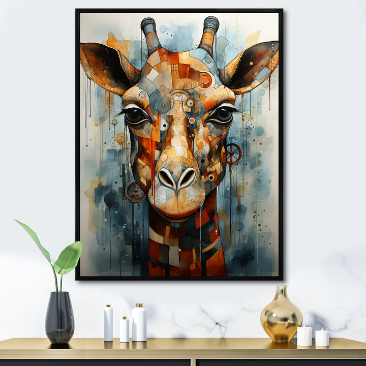 Modern Giraffe Brown Portrait - Brown Giraffe Wall Art