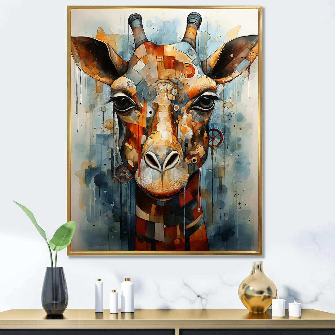 Modern Giraffe Brown Portrait - Brown Giraffe Wall Art