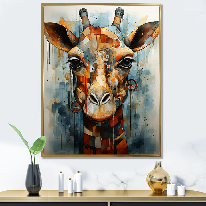 Modern Giraffe Brown Portrait - Brown Giraffe Wall Art