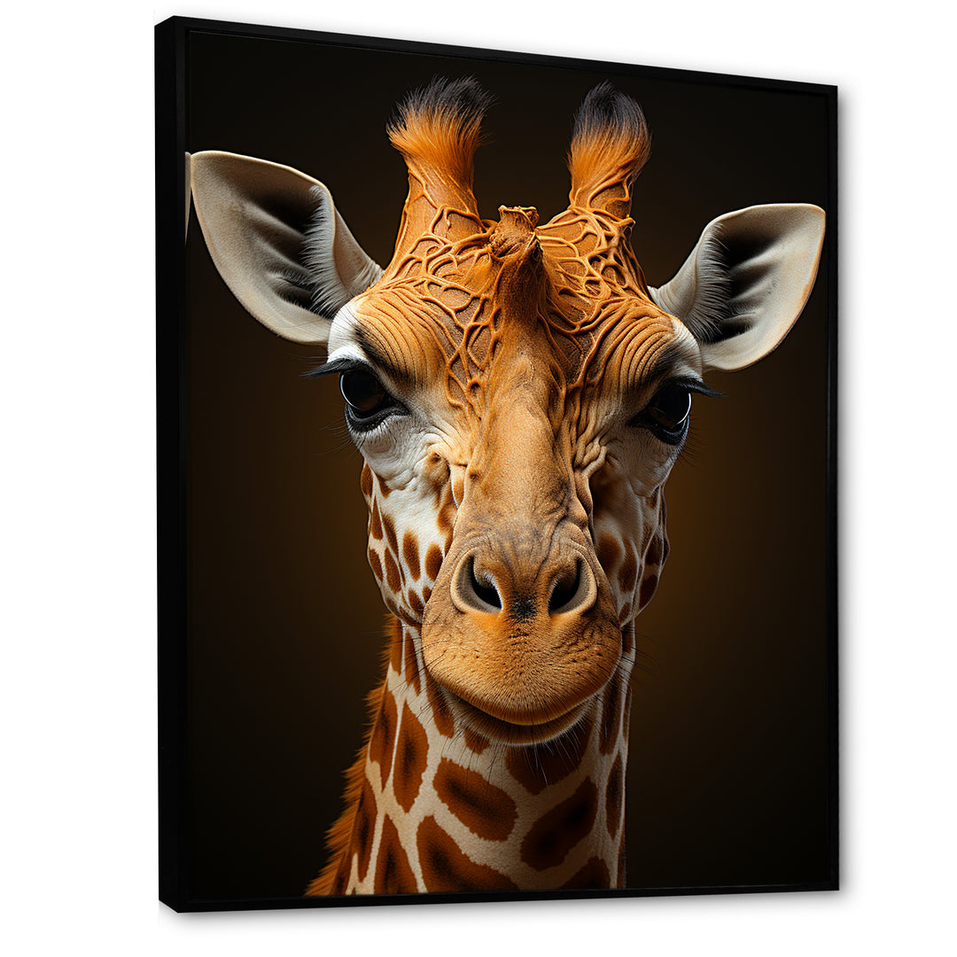Modern Brown Giraffe Symbolism - Giraffe Framed Canvas Art