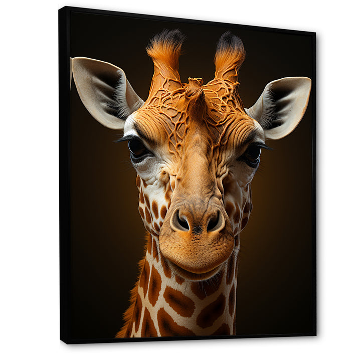 Modern Brown Giraffe Symbolism - Giraffe Framed Canvas Art