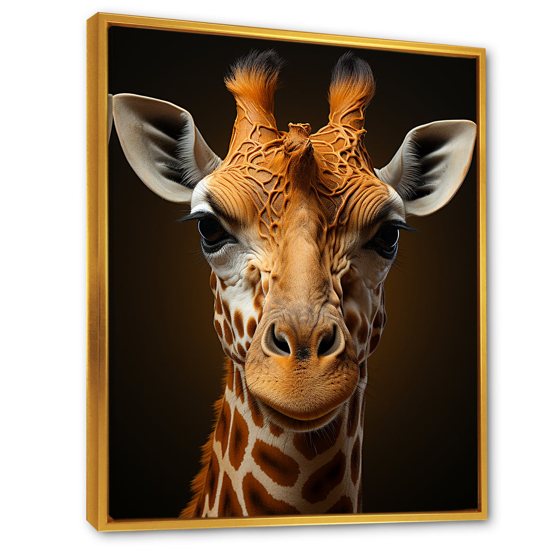 Modern Brown Giraffe Symbolism - Giraffe Framed Canvas Art