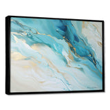 Teal And Gold Glacier Charm Liquid Art - Landscapes Canvas Wall Art