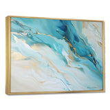 Teal And Gold Glacier Charm Liquid Art - Landscapes Canvas Wall Art