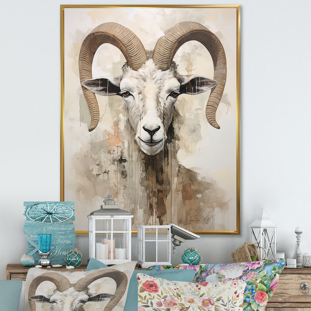 Soft Color Goat Portrait - Goat Bedroom Wall Art