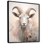 Cute Floral Beige Goat - Goat Canvas Wall Art