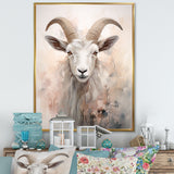 Cute Floral Beige Goat - Goat Canvas Wall Art