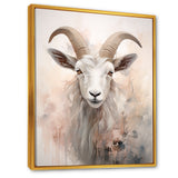 Cute Floral Beige Goat - Goat Canvas Wall Art