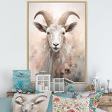 Cute Floral Beige Goat - Goat Canvas Wall Art