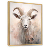 Cute Floral Beige Goat - Goat Canvas Wall Art