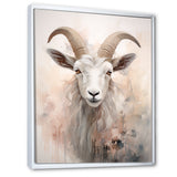 Cute Floral Beige Goat - Goat Canvas Wall Art