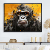 Black And Yellow Gorilla Graffiti - Animals Canvas Wall Art