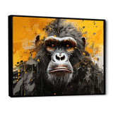 Black And Yellow Gorilla Graffiti - Animals Canvas Wall Art