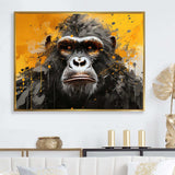 Black And Yellow Gorilla Graffiti - Animals Canvas Wall Art