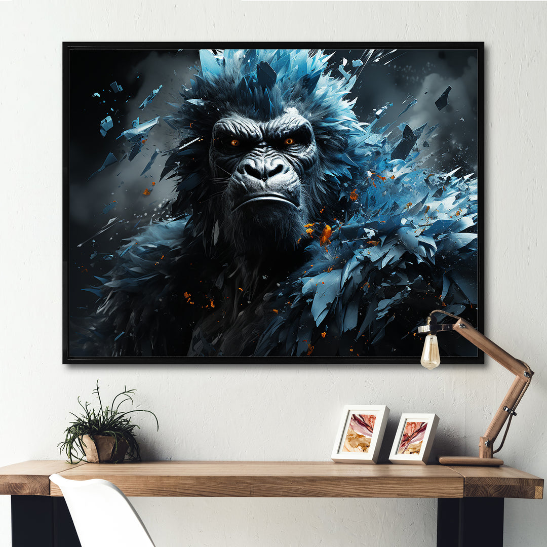 Blue Gorilla Graffiti - Gorilla Large Canvas Wall Art