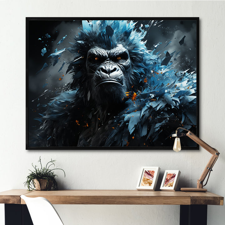Blue Gorilla Graffiti - Gorilla Large Canvas Wall Art