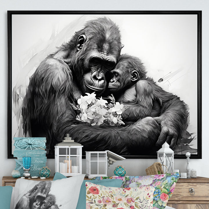 Gorilla Guardian Of His Family - Gorilla Bedroom Wall Art
