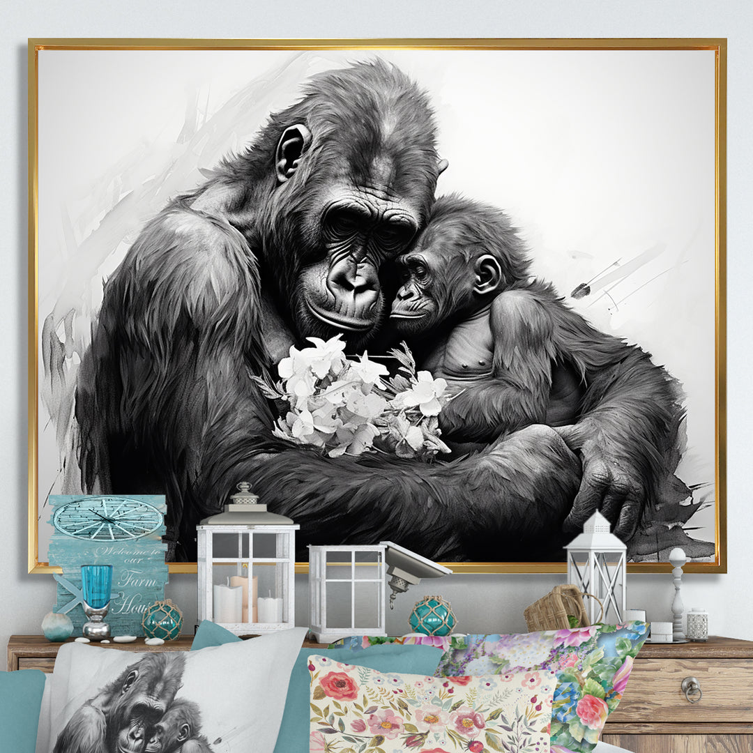 Gorilla Guardian Of His Family - Gorilla Bedroom Wall Art