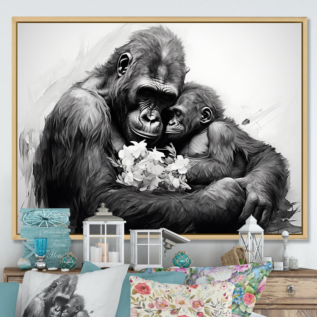 Gorilla Guardian Of His Family - Gorilla Bedroom Wall Art