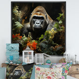 Floral Gorilla In Jungle - Gorilla Canvas Wall Art
