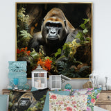 Floral Gorilla In Jungle - Gorilla Canvas Wall Art