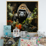 Floral Gorilla In Jungle - Gorilla Canvas Wall Art