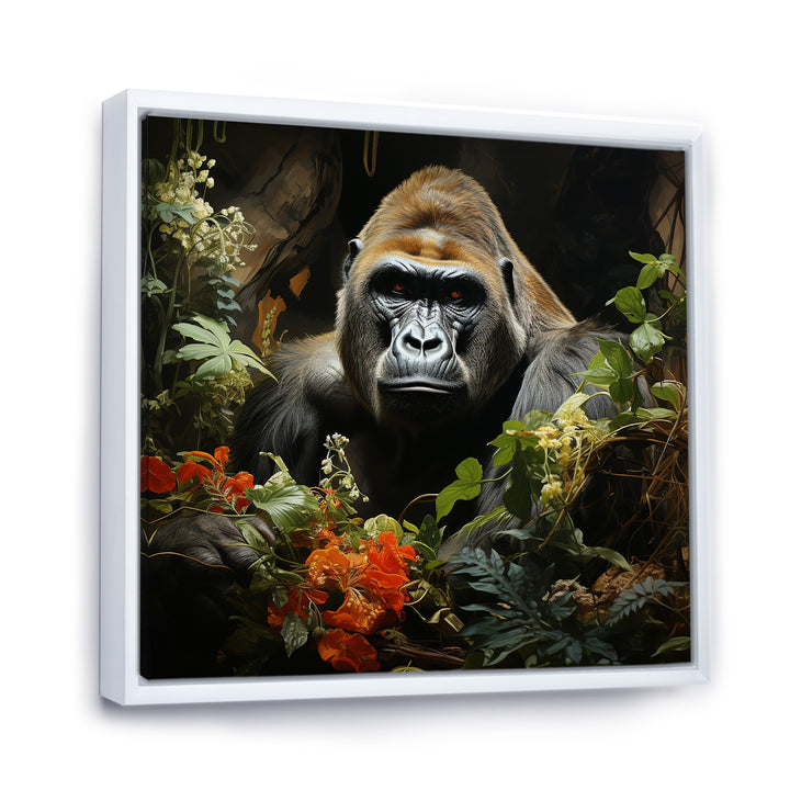 Floral Gorilla In Jungle - Gorilla Canvas Wall Art