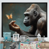 Gorillas Gentle Touch Butterfly - Gorilla Framed Canvas Art