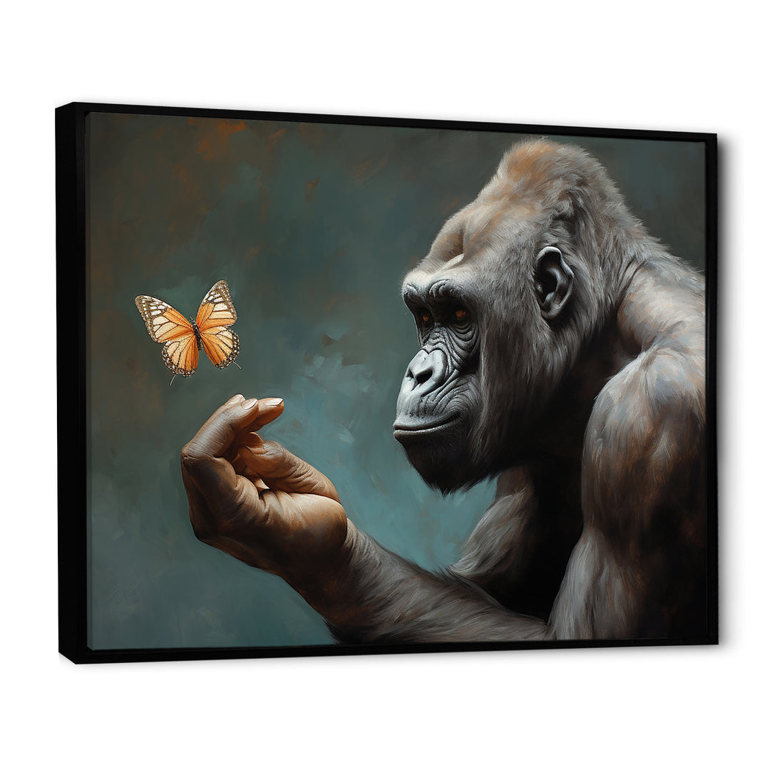 Gorillas Gentle Touch Butterfly - Gorilla Framed Canvas Art