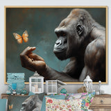 Gorillas Gentle Touch Butterfly - Gorilla Framed Canvas Art