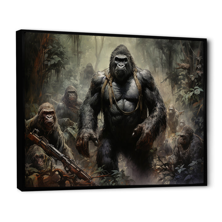 Gorilla Soldier Jungle Journey - Gorilla Bedroom Wall Art