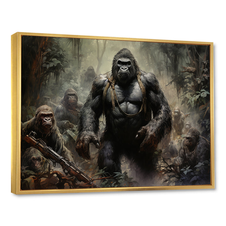 Gorilla Soldier Jungle Journey - Gorilla Bedroom Wall Art