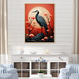 Red Japanese Heron Ink Portrait - Heron Wall Art Prints