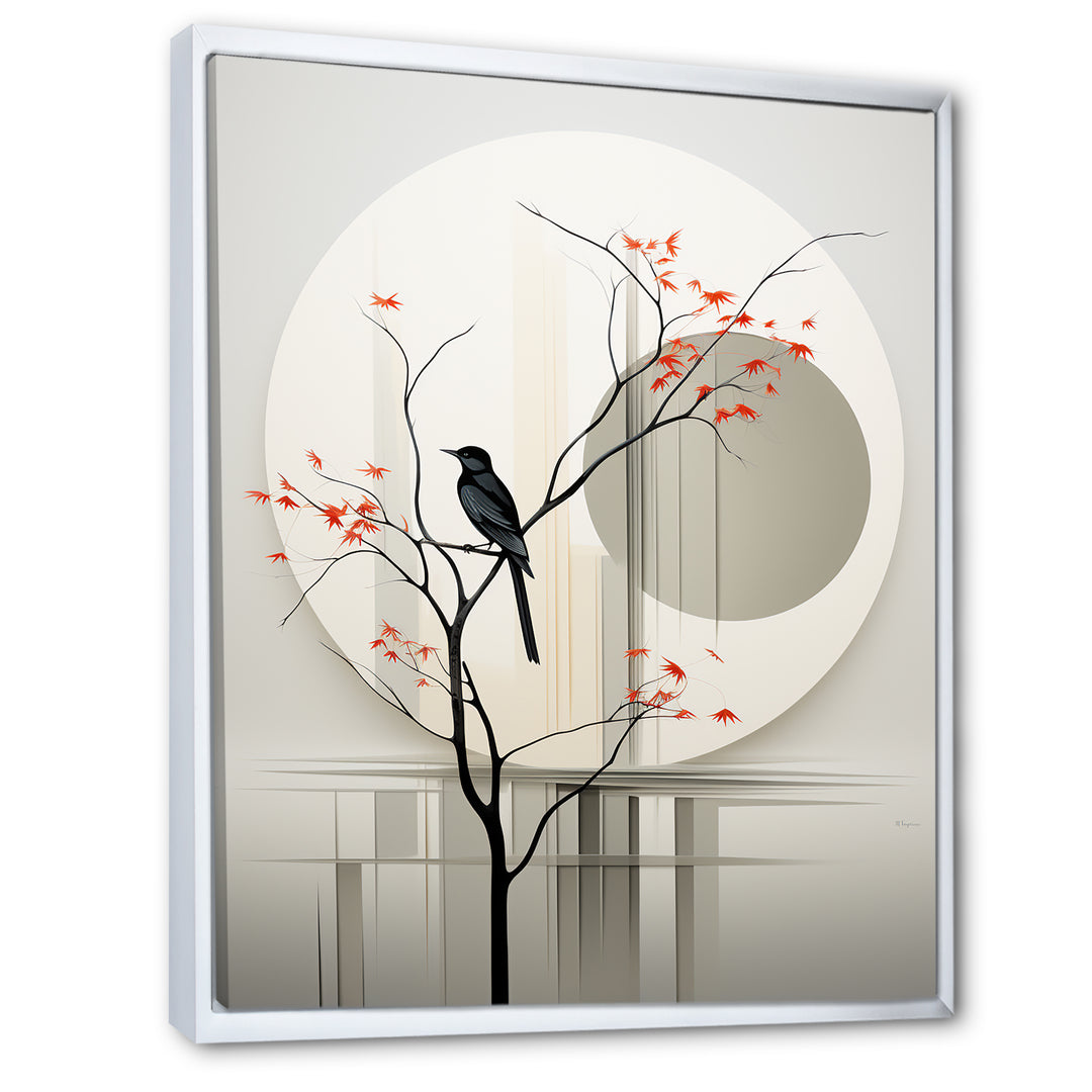 Grey Japanese Bird Ink Portrait - Gray Bird Wall Art