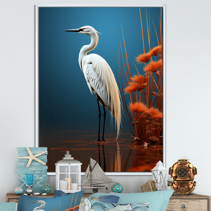 Minimal Heron Portrait Photography - White Heron Wall Art
