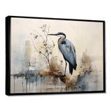 Blue Great Heron In Miminal Harmony - Animals Canvas Wall Art